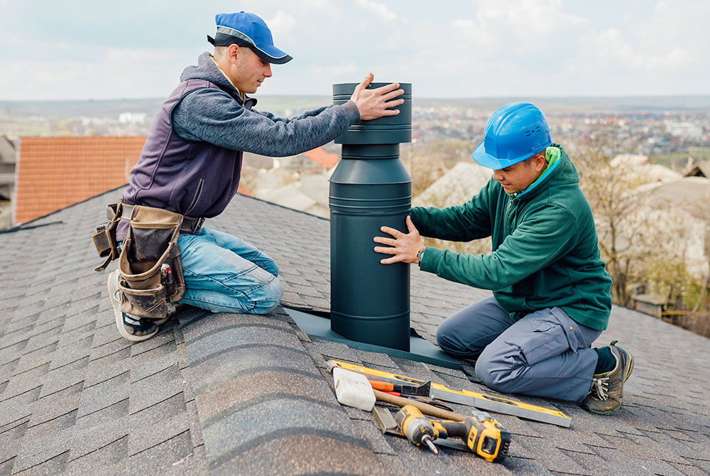 Chimney Repairs In Melbourne RPV Construct   Chimey Repair Men Repairing Chimney On Roof 